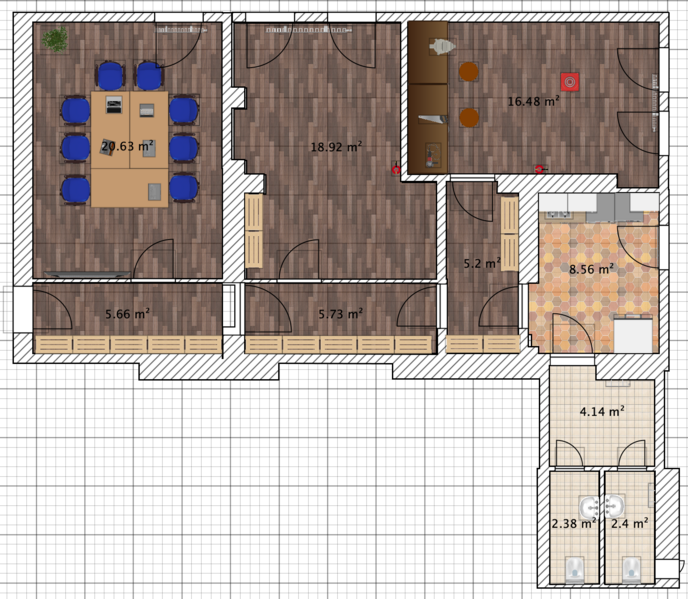 Datei:Grundriss des Space 3.0 mit möglicher Nutzung.png